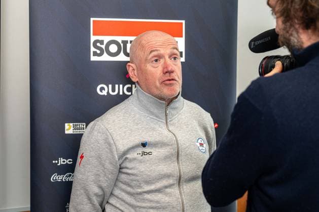 Soudal Quick-Step sports director Tom Steels is pictured at a press conference, PK, Pressekonferenz of the Soudal - Quick-Step cycling team ahead of the Ronde van Vlaanderen Tour des Flandres Tour of Flanders cycling race, Friday 03 April 2026 in Antwerp. The 110th edition of the cycling race will take place on Sunday 5th April. JONASxROOSENS  x169691139x