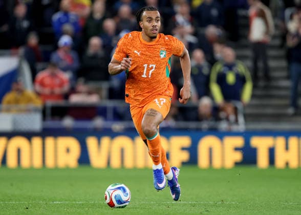 Scotland v Ivory Coast - International Friendly, Länderspiel, Nationalmannschaft Guela Doue of Ivory Coast on the ball during the international friendly match between Scotland and Ivory Coast at Hill Dickinson Stadium on March 31, 2026 in Liverpool, England. WARNING! This Photograph May Only Be Used For Newspaper And Or Magazine Editorial Purposes. May Not Be Used For Publications Involving 1 player, 1 Club Or 1 Competition Without Written Authorisation From Football DataCo Ltd. For Any Queries, Please Contact Football DataCo Ltd on +44 (0) 207 864 9121 Liverpool Hill Dickinson Stadium Liverpool England Copyright: xAllstarxPicturexLibraryxLtdx