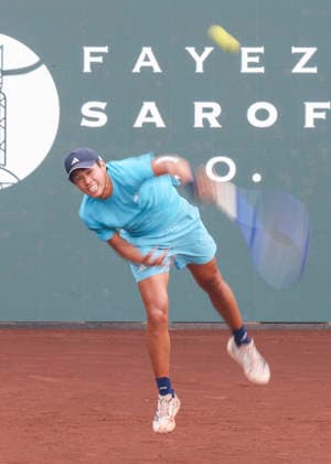 HOUSTON, TX - APRIL 03: Learner Tien (USA) in action during the singles quarterfinals of the Men™s Clay Court Championship on April 3, 2026 at River Oaks Country Club in Houston, Texas. (Photo by Leslie Plaza Johnson Icon Sportswire) TENNIS: APR 03 US Men s Clay Court Championship EDITORIAL USE ONLY Icon260403045
