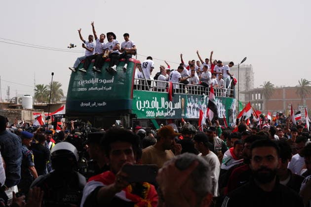 Baghdad celebrates national team, Nationalteam s homecoming with cheers BAGHDAD, IRAQ - APRIL 04: Iraqis celebrate the national football team’s qualification for the World Cup, welcoming the players with festive gatherings and cheers after earning the country’s first World Cup spot in 40 years in Baghdad, Iraq on April 04, 2026. Murtadha Al-Sudani Anadolu Baghdad Iraq. Editorial use only. Please get in touch for any other usage.  Copyright: x2026xAnadoluxMurtadhaxAl-Sudanix