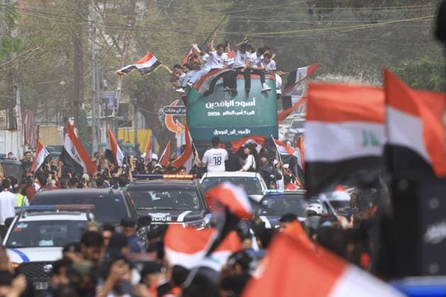 Baghdad celebrates national team, Nationalteam s homecoming with cheers BAGHDAD, IRAQ - APRIL 04: Iraqis celebrate the national football team’s qualification for the World Cup, welcoming the players with festive gatherings and cheers after earning the country’s first World Cup spot in 40 years in Baghdad, Iraq on April 04, 2026. Murtadha Al-Sudani Anadolu Baghdad Iraq. Editorial use only. Please get in touch for any other usage.  Copyright: x2026xAnadoluxMurtadhaxAl-Sudanix