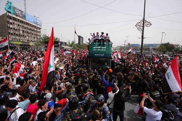 Baghdad celebrates national team, Nationalteam s homecoming with cheers BAGHDAD, IRAQ - APRIL 04: Iraqis celebrate the national football team’s qualification for the World Cup, welcoming the players with festive gatherings and cheers after earning the country’s first World Cup spot in 40 years in Baghdad, Iraq on April 04, 2026. Murtadha Al-Sudani Anadolu Baghdad Iraq. Editorial use only. Please get in touch for any other usage.  Copyright: x2026xAnadoluxMurtadhaxAl-Sudanix