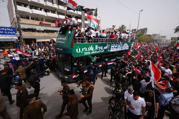 Baghdad celebrates national team, Nationalteam s homecoming with cheers BAGHDAD, IRAQ - APRIL 04: Iraqis celebrate the national football team’s qualification for the World Cup, welcoming the players with festive gatherings and cheers after earning the country’s first World Cup spot in 40 years in Baghdad, Iraq on April 04, 2026. Murtadha Al-Sudani Anadolu Baghdad Iraq. Editorial use only. Please get in touch for any other usage.  Copyright: x2026xAnadoluxMurtadhaxAl-Sudanix