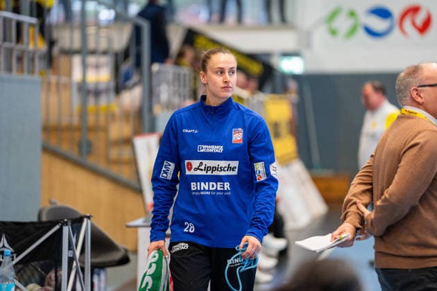 HSG Blomberg Lippe GER vs Borussia Dortmund GER , Handball, 1 Handball Bundesliga Women, 22 Matchday, 4 4 2026, Season 2025 2026, Blomberg Malin Sandberg HSG Blomberg Lippe, 28 before the match Blomberg Sporthalle an der Ulmenallee Germany
