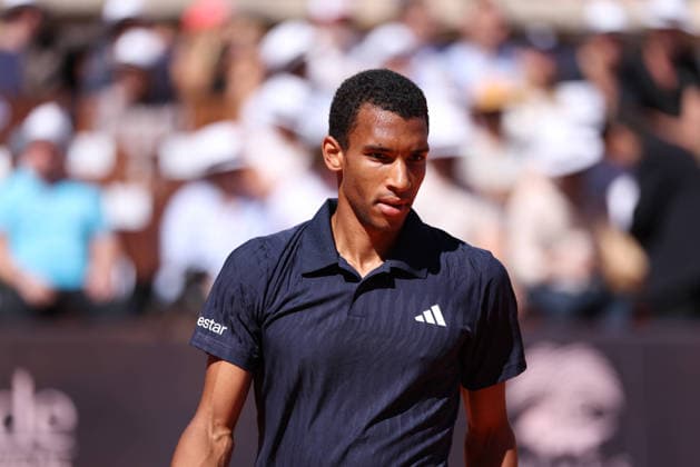 TENNIS : Bastide Medical UTS Nimes - 04 04 2026 NIMES, FRANCE : Â« The Gentle Warrior Â» Felix AUGER-ALIASSIME (1) lors de la demi-finale du Bastide Medical UTS Nimes, 1er evenement du tournoi 2026 de l™Ultimate Tennis Showdown aux Arenes de Nimes, le 4 avril 2026. NimesFrance  Copyright: xValentinaxClaretx