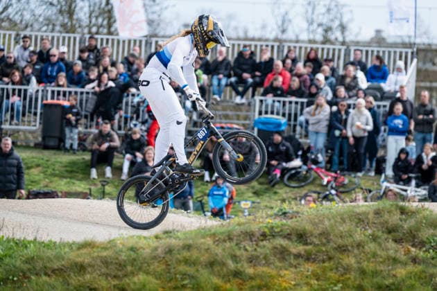 2026-04-04 - UEC BMX European Cup TIEL, NETHERLANDS - APRIL 4: 807 Freia CHALLIS (UK) during the UEC BMX European Cup at the BMX Baan TFCC de Weirijders on April 4, 2026 in Tiel, Netherlands Tiel BMX Baan TFCC de Weirijders Netherlands Content not available for redistribution in The Netherlands directly or indirectly through any third parties. Copyright: xEdwinxBlaauwbroekx