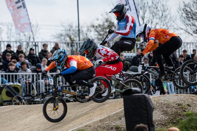 2026-04-04 - UEC BMX European Cup TIEL, NETHERLANDS - APRIL 4: 31 Jaymio BRINK (NED), 239 Casper PIPERS (NED) during the UEC BMX European Cup at the BMX Baan TFCC de Weirijders on April 4, 2026 in Tiel, Netherlands Tiel BMX Baan TFCC de Weirijders Netherlands Content not available for redistribution in The Netherlands directly or indirectly through any third parties. Copyright: xEdwinxBlaauwbroekx