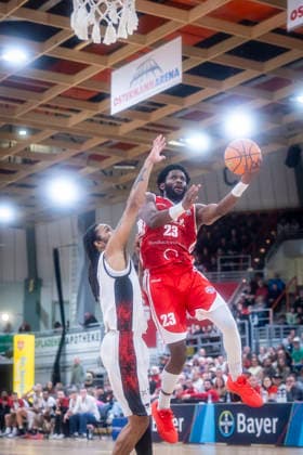 Barmer 2 Basketball Bundesliga ProA Bayer Giants Leverkusen vs RheinStars Koeln, 04 04 26 Leverkusen, 04 04 26 Michael Jordan Miller RheinStars Cologne, 23 during the game of the Barmer 2 Basketball Bundesliga ProA Bayer Giants Leverkusen vs RheinStars Koeln at the Ostermann Arena in Leverkusen Copyright: xBEAUTIFULxSPORTS LeahxKohringx
