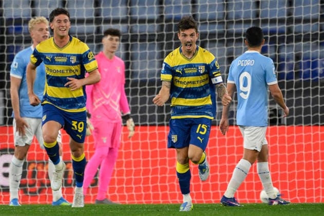 CALCIO - Serie A - SS Lazio vs Parma Calcio Parmaâ??s Enrico Delprato celebrates after scoring the goal 0-1 during the Italian Football Championship League A 2025 2026 match between SS Lazio vs Parma Calcio at the Olimpic Stadium in Rome on 04 April 2026. Rome Italy  Copyright: xIPAxSport ABACAx