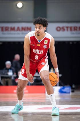 Barmer 2 Basketball Bundesliga ProA Bayer Giants Leverkusen vs RheinStars Koeln, 04 04 26 Leverkusen, 04 04 26 Maximilian Begue RheinStars Cologne, 9 during the game of the Barmer 2 Basketball Bundesliga ProA Bayer Giants Leverkusen vs RheinStars Koeln at the Ostermann Arena in Leverkusen Copyright: xBEAUTIFULxSPORTS LeahxKohringx