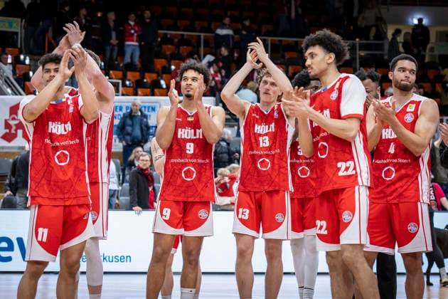 Barmer 2 Basketball Bundesliga ProA Bayer Giants Leverkusen vs RheinStars Koeln, 04 04 26 Leverkusen, 04 04 26 The RheinStars Cologne win the derby against the Bayer Giants Leverkusen during the game of the Barmer 2 Basketball Bundesliga ProA Bayer Giants Leverkusen vs RheinStars Koeln at the Ostermann Arena in Leverkusen Copyright: xBEAUTIFULxSPORTS LeahxKohringx