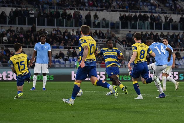 Dc Roma 04 04 2026 - campionato di calcio serie A Lazio-Parma foto Domenico Cippitelli Image nella foto: gol Tijjani Noslin 