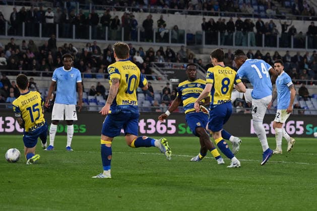 Tijjani Noslin of S.S. Lazio scores the goal for 1-1 during the 31th matchday of the Serie A championship between S.S. Lazio and Parma Calcio 1913 at the Olympic Stadium on April 4, 2026 in Rome, Italy.  Copyright: xDomenicoxCippitelli IPAxSportx xipa-agency.netx xx IPA_73758757 IPA_Agency_IPA73758757