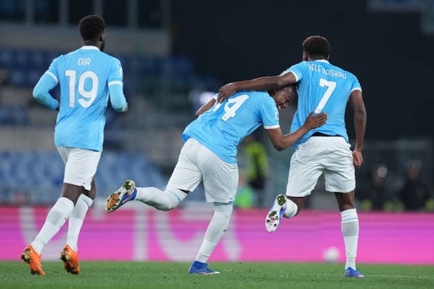 Lazio™s Tijjani Noslin celebrates after scoring during the Serie A EniLive soccer match between Lazio and Parma at the Rome s Olympic stadium, Italy - Saturday April 4, 2026 - Soccer ( Photo by Alfredo Falcone LaPresse )  Copyright: xAlfredoxFalcone LaPressex