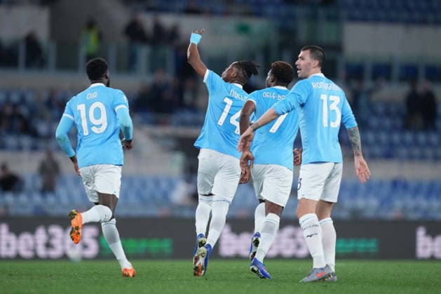 Lazio™s Tijjani Noslin celebrates after scoring during the Serie A EniLive soccer match between Lazio and Parma at the Rome s Olympic stadium, Italy - Saturday April 4, 2026 - Soccer ( Photo by Alfredo Falcone LaPresse )  Copyright: xAlfredoxFalcone LaPressex