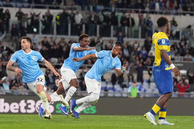 Lazio™s Tijjani Noslin celebrates after scoring during the Serie A EniLive soccer match between Lazio and Parma at the Rome s Olympic stadium, Italy - Saturday April 4, 2026 - Soccer ( Photo by Alfredo Falcone LaPresse )  Copyright: xAlfredoxFalcone LaPressex