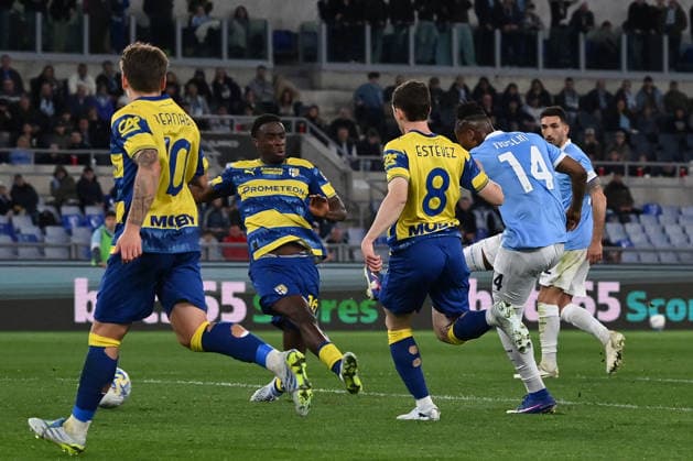 CALCIO - Serie A - SS Lazio vs Parma Calcio Tijjani Noslin of S.S. Lazio scores the goal for 1-1 during the 31th matchday of the Serie A championship between S.S. Lazio and Parma Calcio 1913 at the Olympic Stadium on April 4, 2026 in Rome, Italy. Rome Italy  Copyright: xIPAxSport ABACAx