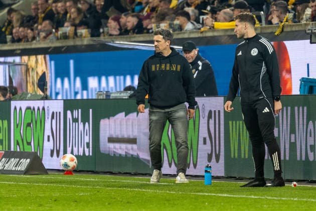 04 04 2026, Germany, Soccer, Dynamo Dresden vs Hertha BSC, Matchday 28, Season 2025 2026, Rudolf Harbig Stadion Stamm Thomas Dynamo Dresden, Coach Copyright: xMichellexLukax