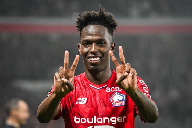 April 4, 2026, Villeneuve-D ascq, France, France: Felix CORREIA of Lille celebrates his goal during the Ligue 1 match between Lille OSC (LOSC) and RC Lens at Pierre Mauroy Stadium on April 04, 2026 in Villeneuve-d Ascq near Lille, France. Villeneuve-D ascq France - ZUMAm308 20260404_zsp_m308_014 Copyright: xMatthieuxMirvillex