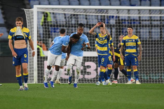 CALCIO - Serie A - SS Lazio vs Parma Calcio Tijjiani Noslin of SS Lazio celebrates after scoring goal for 1-1 during the match of 31th day of the Serie A Championship between S.S.Lazio and Parma at the Olimpico Stadium on Apr 4, 2026 in Rome, Italy. during SS Lazio vs Parma Calcio, Italian soccer Serie A match in Rome, Italy, April 04 2026 Rome Italy  Copyright: xIPAxSport ABACAx