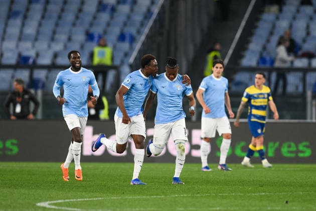 CALCIO - Serie A - SS Lazio vs Parma Calcio Tijjiani Noslin of SS Lazio celebrates after scoring goal for 1-1 during the match of 31th day of the Serie A Championship between S.S.Lazio and Parma at the Olimpico Stadium on Apr 4, 2026 in Rome, Italy. during SS Lazio vs Parma Calcio, Italian soccer Serie A match in Rome, Italy, April 04 2026 Rome Italy  Copyright: xIPAxSport ABACAx