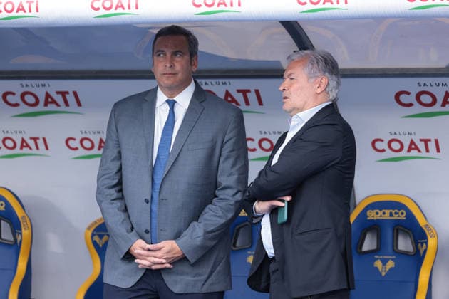 CALCIO - Serie A - Hellas Verona FC vs ACF Fiorentina Italo Zanzi Executive Chairman of Hellas Verona FC and Sean Sogliano Director of Football of Hellas Verona FC during the match of 6th day of the Serie A Championship between Hellas Verona vs ACF Fiorentina at the Marcantonio Bentegodi Stadium on 4 April 2026 in Verona, VR. Verona Italy  Copyright: xIPAxSport ABACAx