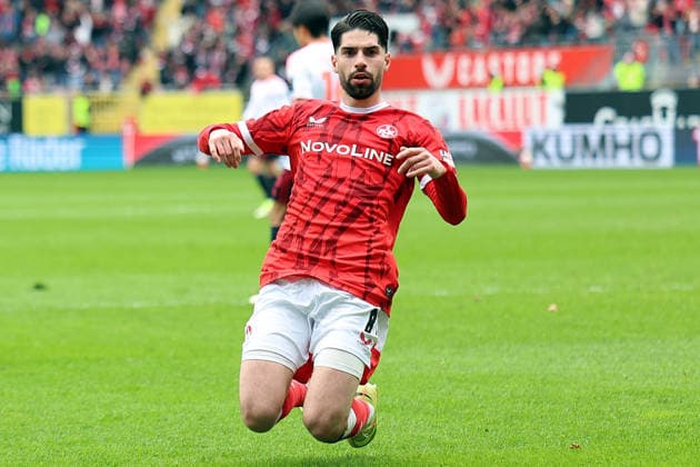 04 04 2026, xrekx, Fußball 2 Bundesliga, 1 FC Kaiserslautern Fortuna Düsseldorf v l Torjubel nach dem Tor zum celebrating the goal celebrate 2 0 durch Semih Sahin 1 FC Kaiserslautern DFL DFB REGULATIONS PROHIBIT ANY USE OF PHOTOGRAPHS as IMAGE SEQUENCES and or QUASI VIDEO Kaiserslautern