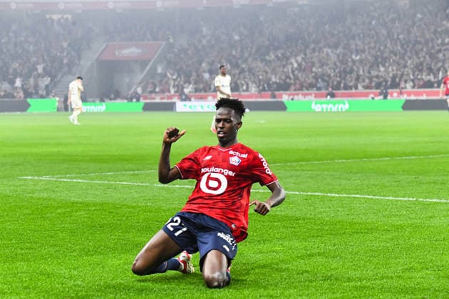 FOOTBALL : Lille OSC vs RC Lens - Ligue 1 - JournÃ e 28 - 04 04 2026 Joie des joueurs du LOSC aprÃ s le but de Felix Correia (Lille OSC) LilleFrance  Copyright: xBaptistexAutissierx