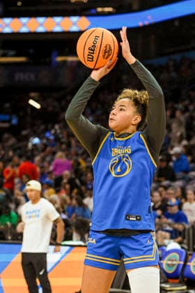 NCAA, College League, USA Basketball: Final Four-UCLA press conference, PK, Pressekonferenz and Practice UCLA Bruins guard Kiki Rice (1) takes shots during an open NCAA Final Four practice at the Mortgage Matchup Center on April 4, 2026 in Phoenix Arizona. (Thomas Fernandez Image of Phoenix Arizona United States EDITORIAL USE ONLY Copyright: xImagexofxSportx ThomasxFernandezx iosphotos403973