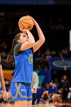 NCAA, College League, USA Basketball: Final Four-UCLA press conference, PK, Pressekonferenz and Practice UCLA Bruins guard Lena Bilic (9) takes shots during an open NCAA Final Four practice at the Mortgage Matchup Center on April 4, 2026 in Phoenix Arizona. (Thomas Fernandez Image of Phoenix Arizona United States EDITORIAL USE ONLY Copyright: xImagexofxSportx ThomasxFernandezx iosphotos403976