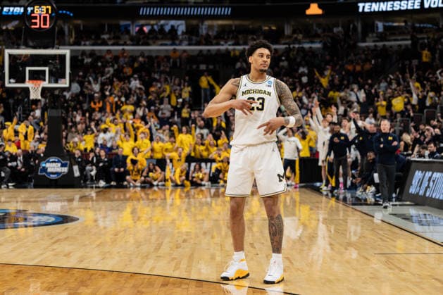 Michigan Wolverines Vs Tennessee Volunteers in Chicago, US - 29 Mar 2026 Yaxel Landeborg of the Michigan Wolverines in action against the Tennessee Volunteers in the Elite Eight round of the NCAA, College League, USA Men s Basketball Tournament at the United Center. Final score; Michigan 95-62 Tennessee. Chicago United States Copyright: xNicholasxMullerx xSOPAxImagesx NMULLER_MICH_TENN_NCAAELITE8(17)