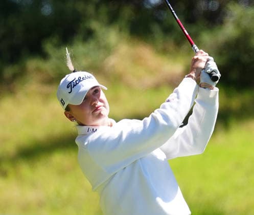 LAS VEGAS, NV - APRIL 03: LPGA, Golf Damen golfer Nataliya Guseva plays her tee shot on the 12th hole during the second round of the Aramco Championship on April 3, 2026, at Shadow Creek Golf Course in Las Vegas, Nevada. (Photo by Brian Spurlock Icon Sportswire) GOLF: APR 03 LPGA Aramco Championship EDITORIAL USE ONLY Icon26040363