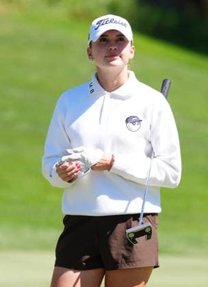 LAS VEGAS, NV - APRIL 03: LPGA, Golf Damen golfer Nataliya Guseva putts on the 12th hole during the second round of the Aramco Championship on April 3, 2026, at Shadow Creek Golf Course in Las Vegas, Nevada. (Photo by Brian Spurlock Icon Sportswire) GOLF: APR 03 LPGA Aramco Championship EDITORIAL USE ONLY Icon26040389
