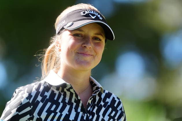 LAS VEGAS, NV - APRIL 03: LPGA, Golf Damen golfer Kajsa Arwefjall walks the 8th hole during the second round of the Aramco Championship on April 3, 2026, at Shadow Creek Golf Course in Las Vegas, Nevada. (Photo by Brian Spurlock Icon Sportswire) GOLF: APR 03 LPGA Aramco Championship EDITORIAL USE ONLY Icon26040395
