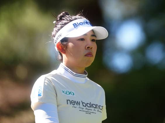 LAS VEGAS, NV - APRIL 03: LPGA, Golf Damen golfer Miyu Yamashita walks the 8th hole during the second round of the Aramco Championship on April 3, 2026, at Shadow Creek Golf Course in Las Vegas, Nevada. (Photo by Brian Spurlock Icon Sportswire) GOLF: APR 03 LPGA Aramco Championship EDITORIAL USE ONLY Icon26040323