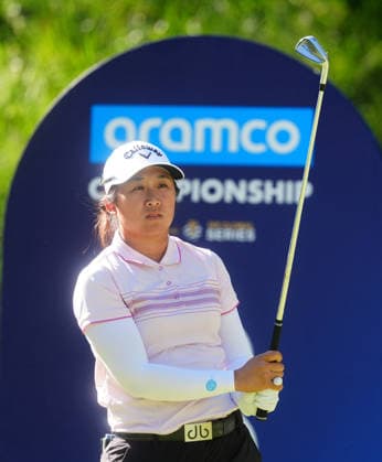 LAS VEGAS, NV - APRIL 03: LPGA, Golf Damen golfer Jing Yan plays her tee shot on the 8th hole during the second round of the Aramco Championship on April 3, 2026, at Shadow Creek Golf Course in Las Vegas, Nevada. (Photo by Brian Spurlock Icon Sportswire) GOLF: APR 03 LPGA Aramco Championship EDITORIAL USE ONLY Icon260403110