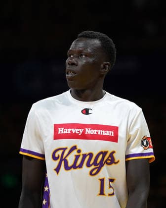 NBL KINGS 36ERS, Makuach Maluach of the Kings warms up during NBL grand final, game five, Sydney Kings v Adelaide 36ers, at Qudos Bank Arena in Sydney, Sunday, April 5, 2026. ( NO ARCHIVING, EDITORIAL USE ONLY SYDNEY NEW SOUTH WALES AUSTRALIA  Copyright: xROBBIExSTEPHENSONx 20260405167019233854
