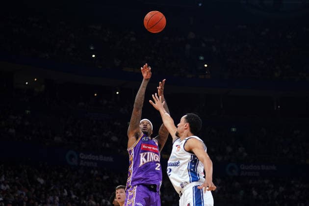 NBL KINGS 36ERS, Torrey Craig of the Kings shoots during NBL grand final, game five, Sydney Kings v Adelaide 36ers, at Qudos Bank Arena in Sydney, Sunday, April 5, 2026. ( NO ARCHIVING, EDITORIAL USE ONLY SYDNEY NEW SOUTH WALES AUSTRALIA  Copyright: xROBBIExSTEPHENSONx 20260405150705093250