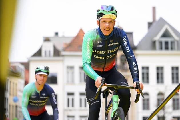 Belgian Sander De Pestel of Decathlon CMA CGM Team pictured at the start of the men s race of the Ronde van Vlaanderen Tour des Flandres Tour of Flanders UCI WorldTour one day cycling race, 278 km from Antwerp to Oudenaarde, Sunday 05 April 2026. DAVIDxPINTENS  x169845634x