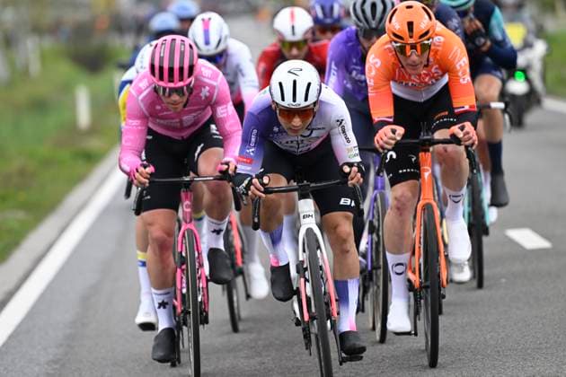 Ronde van Vlaanderen 2026 Cycling Race OUDENAARDE, BELGIUM - APRIL 05 : Lamperti Luke (USA) of EF Education - Easypost, Sainbayar Jambaljamts (MGL) of Burgos Burpellet BH during the 110th edition of Ronde van Vlaanderen an UCI World Tour 1.UWT one day cycling road race for Men Elite of 271 km with start in Antwerpen and finish in Oudenaarde on April 5, 2026 in Oudenaarde, Belgium, 05 04 2026 ( Motordriver Guy De Vuyst - Oudenaarde Belgium  Copyright: xNicoxVereeckenx