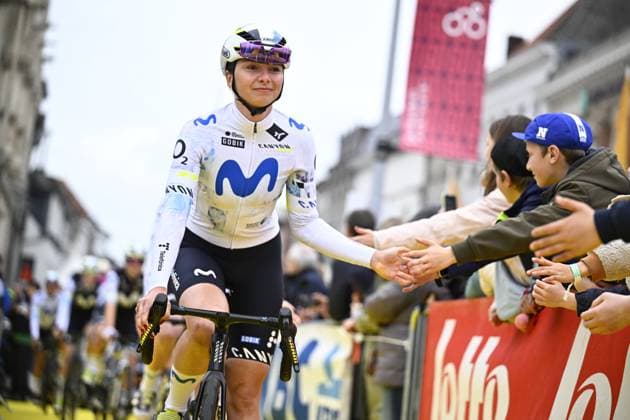 German Liane Lippert of Movistar Team pictured at the start of the women s race of the Ronde van Vlaanderen Tour des Flandres Tour of Flanders UCI WorldTour one day cycling race, 164,1 km with start and finish in Oudenaarde, Sunday 05 April 2026. JASPERxJACOBS  x169859134x