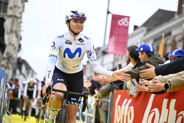 German Liane Lippert of Movistar Team pictured at the start of the women s race of the Ronde van Vlaanderen Tour des Flandres Tour of Flanders UCI WorldTour one day cycling race, 164,1 km with start and finish in Oudenaarde, Sunday 05 April 2026. JASPERxJACOBS  x169859135x