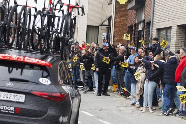 Illustration picture taken during the Ronde van Vlaanderen Tour des Flandres Tour of Flanders UCI WorldTour one day cycling race, Sunday 05 April 2026, in Haaltert. NICOLASxMAETERLINCK  x169859563x