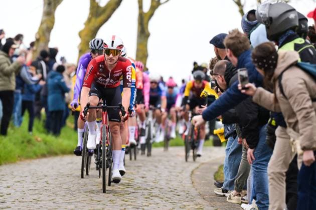 Belgian Luca Van Boven of Lotto-Intermarche pictured in action on Paddestraat during the men s race of the Ronde van Vlaanderen Tour des Flandres Tour of Flanders UCI WorldTour one day cycling race, 278 km from Antwerp to Oudenaarde, Sunday 05 April 2026. DAVIDxPINTENS  x169861016x