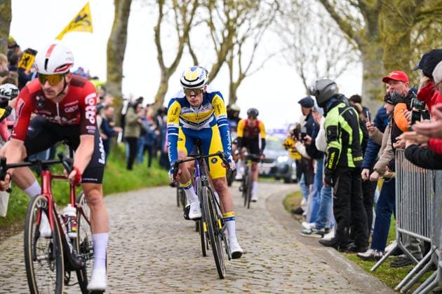 Belgian Victor Vercouillie of Team Flanders-Baloise pictured in action on Paddestraat during the men s race of the Ronde van Vlaanderen Tour des Flandres Tour of Flanders UCI WorldTour one day cycling race, 278 km from Antwerp to Oudenaarde, Sunday 05 April 2026. DAVIDxPINTENS  x169861390x