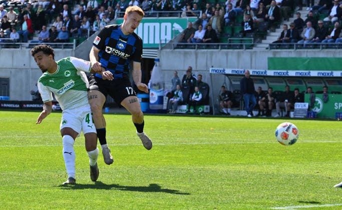 05 04 2026 Soccer Season 2025 2026 2 Soccer Bundesliga 28 Matchday SpVgg Greuther Fürth Kleeblatt SGF SC Paderborn 07 SCP Sportfoto Zink xwoxzix DFL regulations prohibit any use of photographs as image sequences and or quasi video only for editorial use Sayfallah Ltaief 47, SpVgg Greuther Fürth Laurin Curda 17, SC Paderborn 07