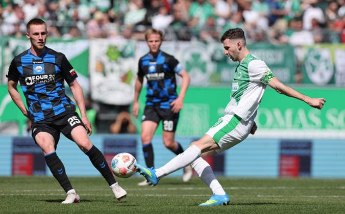 Scheller Tjark - Hrgota Branimir , SpVgg Greuther Fürth-SC Paderborn 07 , 2.Bundesliga , Fußball , in Sportpark Ronhof Thomas Sommer Stadion, in Fürth , Bayern , Deutschland. April 05 , 2026 . Photo by: Davide Elias IPA Photo Pressefoto DENL Copyright: xDavidexEliasx