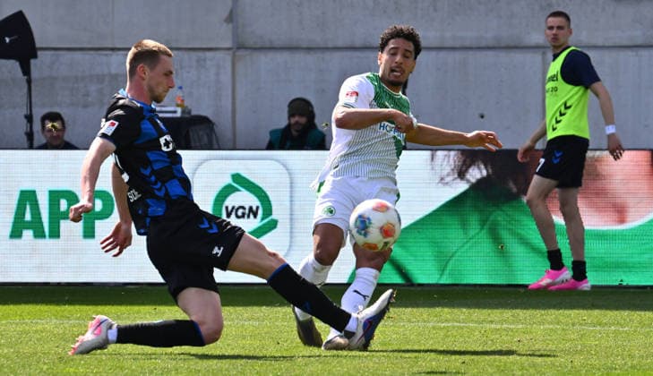 05 04 2026 Soccer Season 2025 2026 2 Soccer Bundesliga 28 Matchday SpVgg Greuther Fürth Kleeblatt SGF SC Paderborn 07 SCP Sportfoto Zink xwoxzix DFL regulations prohibit any use of photographs as image sequences and or quasi video only for editorial use Tjark Scheller 25, SC Paderborn 07 Sayfallah Ltaief 47, SpVgg Greuther Fürth