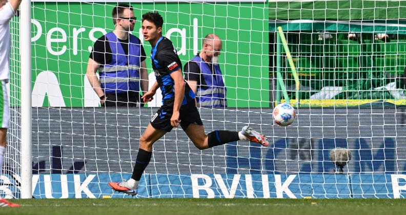 05 04 2026 Soccer Season 2025 2026 2 Soccer Bundesliga 28 Matchday SpVgg Greuther Fürth Kleeblatt SGF SC Paderborn 07 SCP Sportfoto Zink xwoxzix DFL regulations prohibit any use of photographs as image sequences and or quasi video only for editorial use Torjubel Jubel Freude nach Treffer Torschuß zum 0 1 durch Stefano Marino 30, SC Paderborn 07