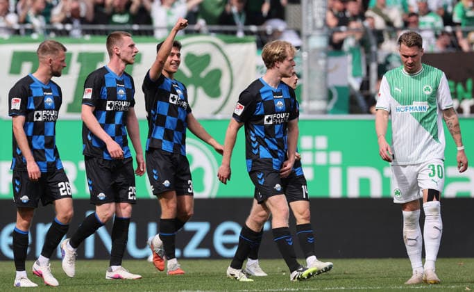 Marino Stefano Torjubel 0-1 , SpVgg Greuther Fürth-SC Paderborn 07 , 2.Bundesliga , Fußball , in Sportpark Ronhof Thomas Sommer Stadion, in Fürth , Bayern , Deutschland. April 05 , 2026 . Photo by: Davide Elias IPA Photo Pressefoto DENL Copyright: xDavidexEliasx